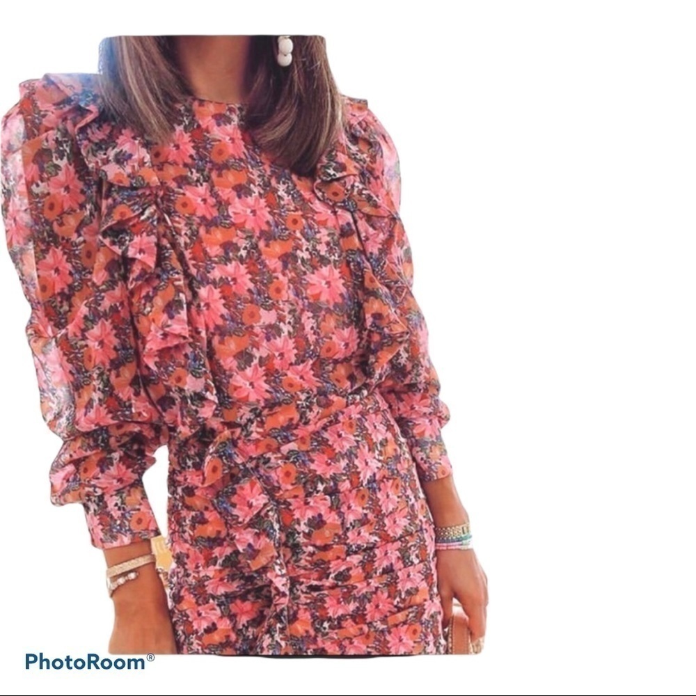 Blogger Fave Floral Ruffle Puff Sleeve Mini Dress | NWT | Small - Picture 1 of 12
